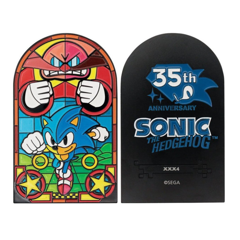 Sonic The Hedgehog - Plaque Lingot en Métal Stained Glass Style 10 cm