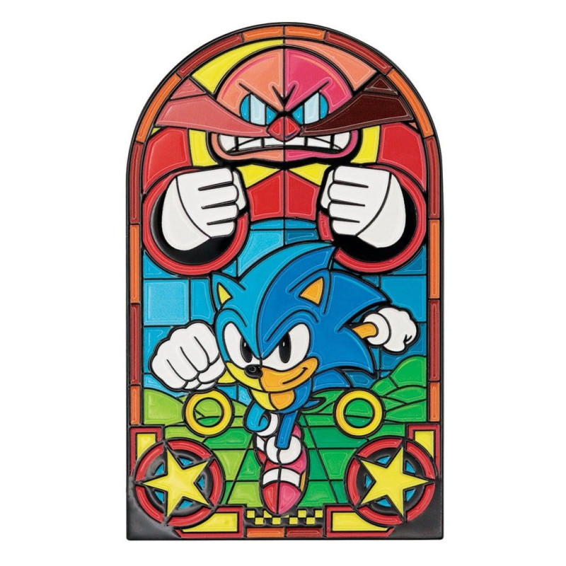 NOVEMBRE 2026 : Sonic The Hedgehog - Plaque Lingot en Métal Stained Glass Style 10 cm