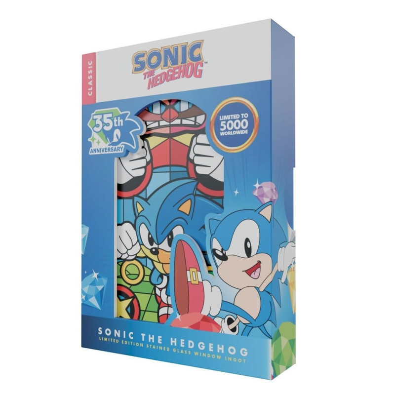 NOVEMBRE 2026 : Sonic The Hedgehog - Plaque Lingot en Métal Stained Glass Style 10 cm