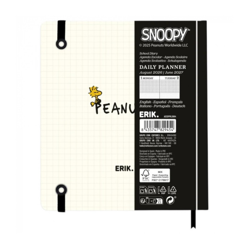 Peanuts - Agenda Scolaire Snoopy 11 mois 2026/2027 – Erik