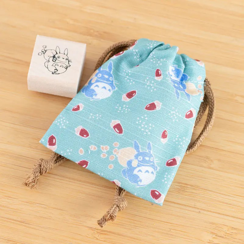 Mon voisin Totoro - Tampon avec Pochon Totoro Bleu & Noisettes