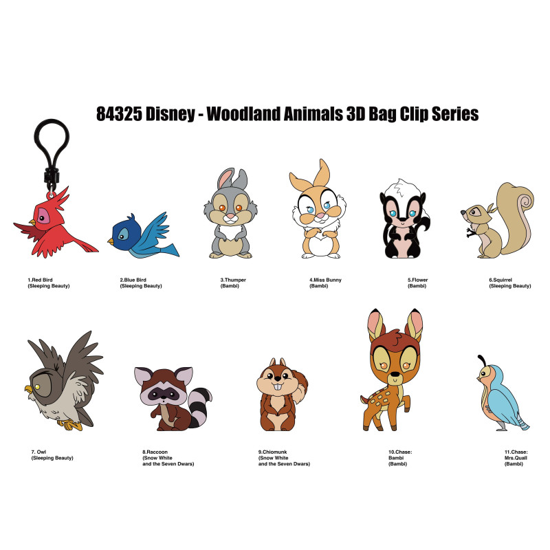 Disney - Porte-clés Bag Clip 3D  Personnages de la Forêt 1 EXEMPLAIRE ALEATOIRE