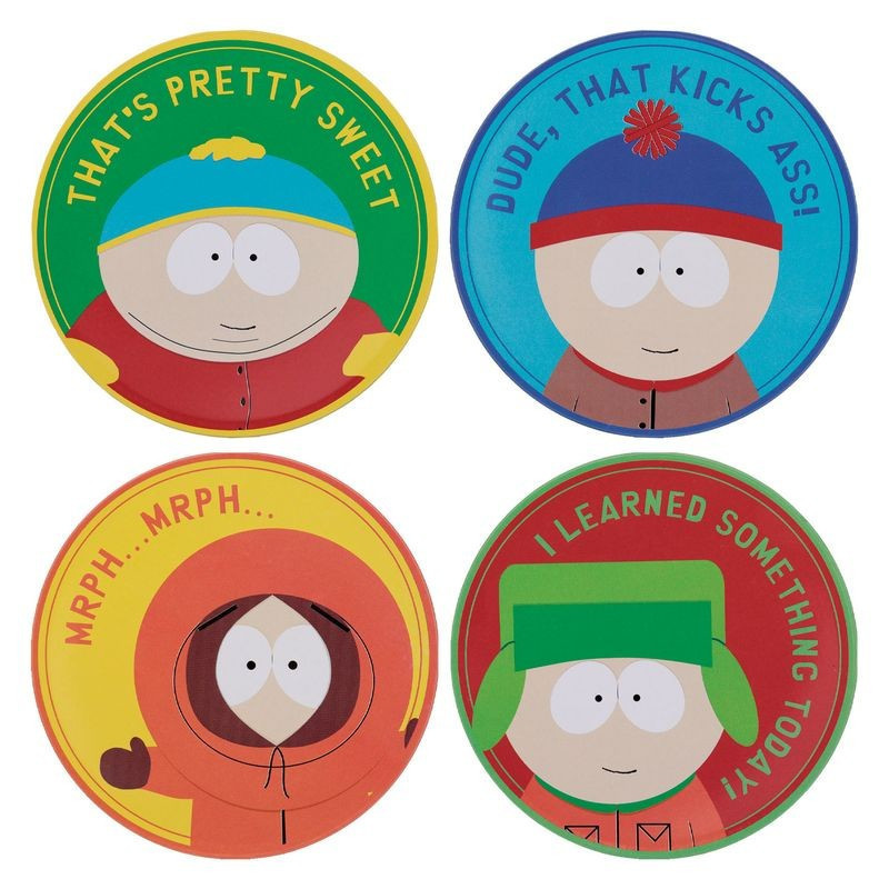 South Park - Set 4 Dessous de Verres Gravés en Métal