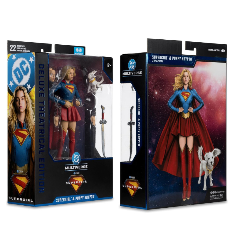 DC Comics - Figurine DC Multiverse Deluxe Theatrical Edition - Supergirl & Baby Krypto 17 cm
