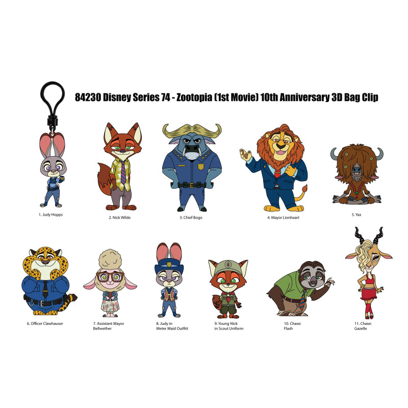 Disney / Pixar : Zootopia -  Porte-clé 3D Foam Bag Clip - Monogram