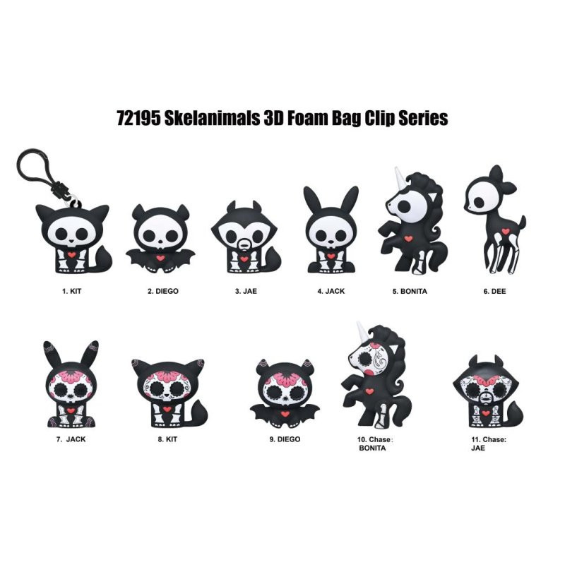 Skelanimals- Porte-clé 3D Foam Bag Clip - Monogram