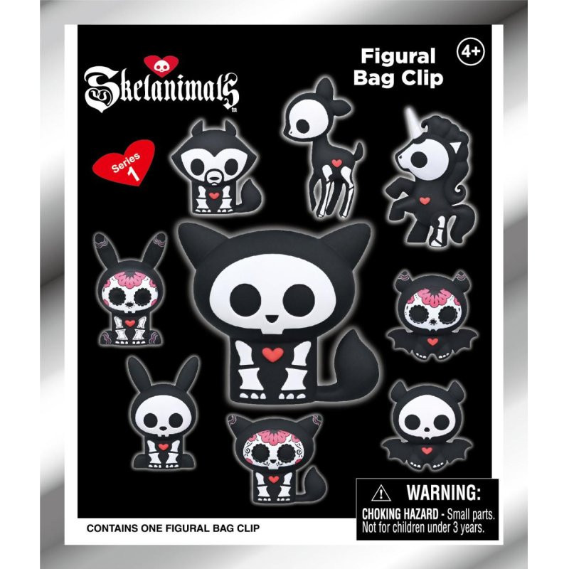 Skelanimals- Porte-clé 3D Foam Bag Clip -  1 EXEMPLAIRE ALEATOIRE