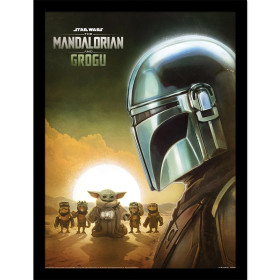 Star Wars - Poster Encadré The Mandalorian and Grogu (Sunset)