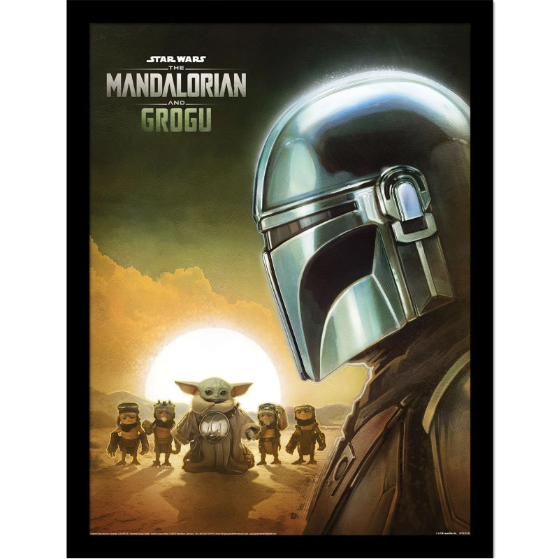 Star Wars - Poster Encadré The Mandalorian and Grogu (Sunset)