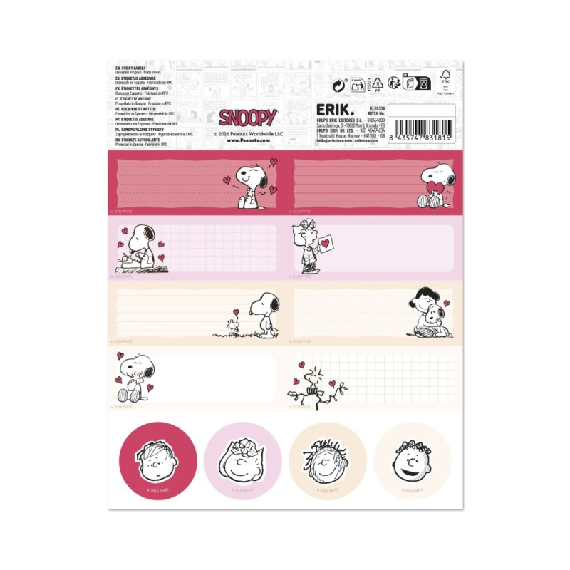Peanuts - Etiquettes Adhésives Snoopy Love Season - Erik