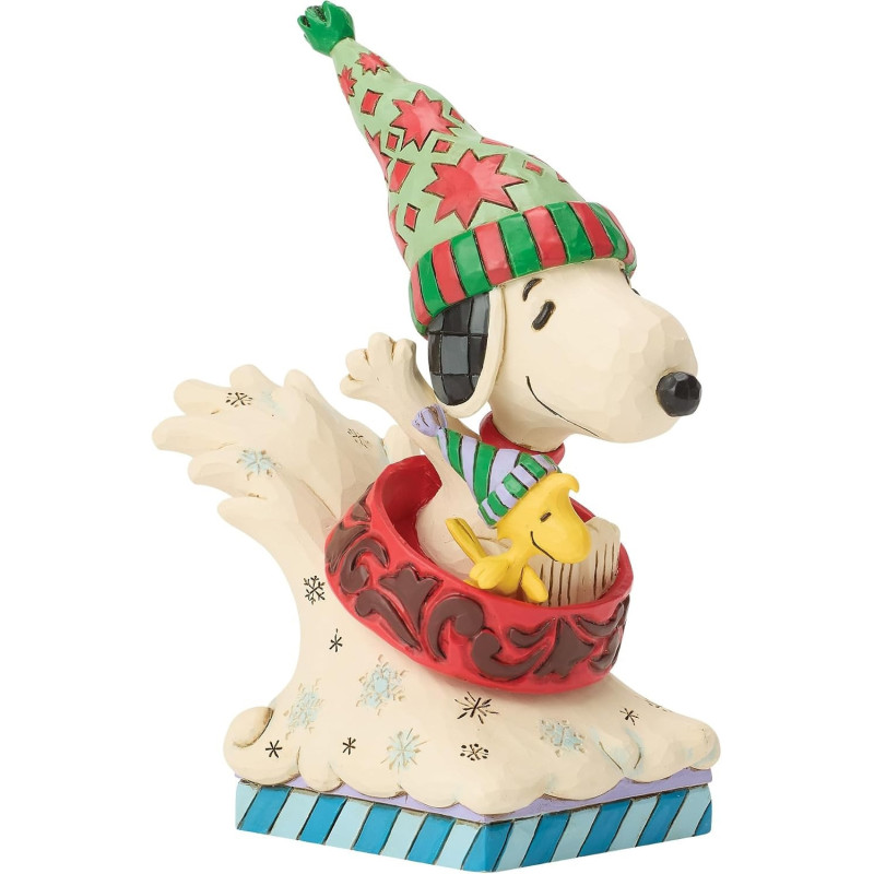 Peanuts - Traditions-Figurine Snoopy & Woodstock Dog Bowl Sled- Enesco