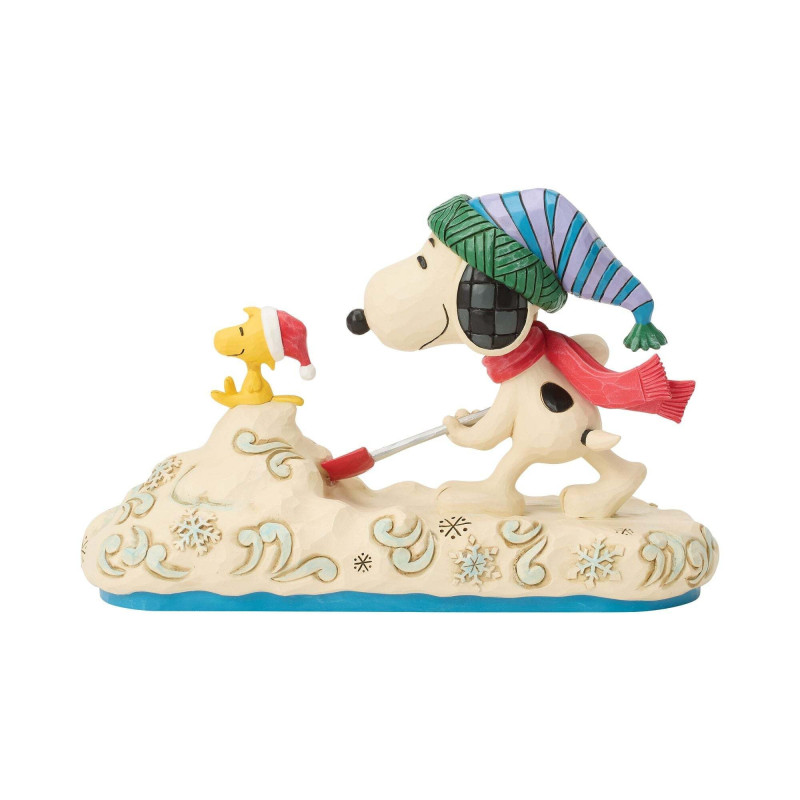 Peanuts - Traditions - Figurine Snoopy déneige avec Woodstock - Enesco