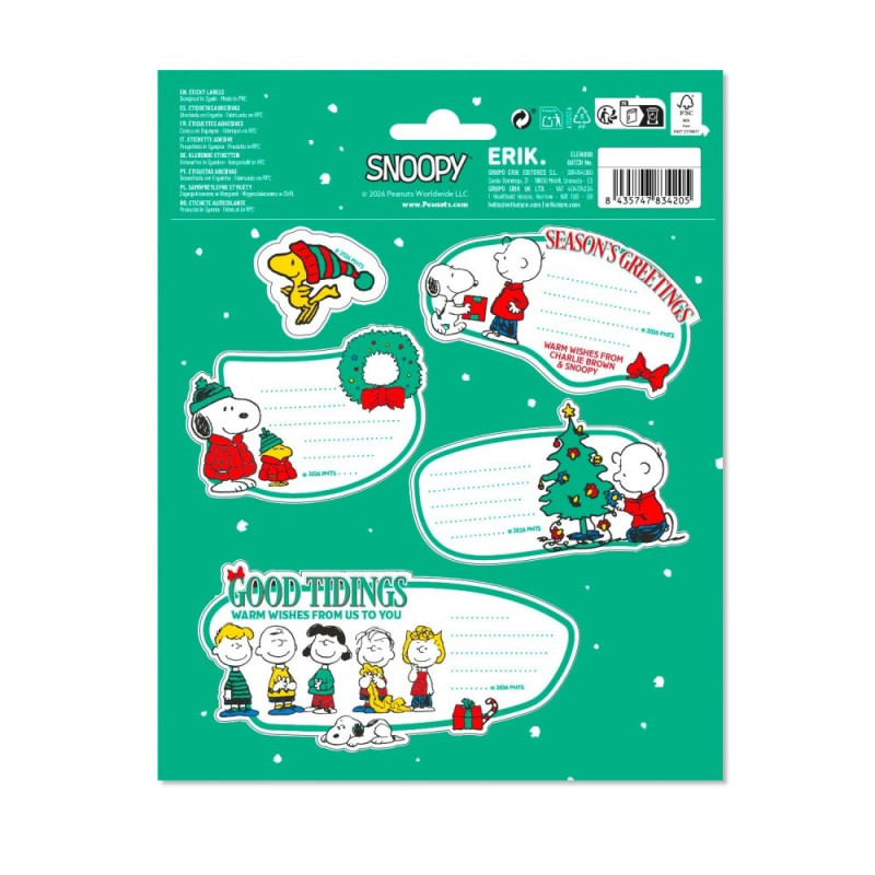 Peanuts - Etiquettes Adhésives Premium Noël - Erik