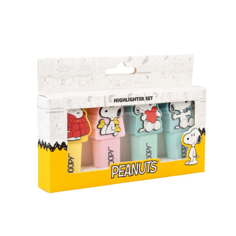 Peanuts - Set de 4 Surligneurs Snoopy avec Topper - Erik