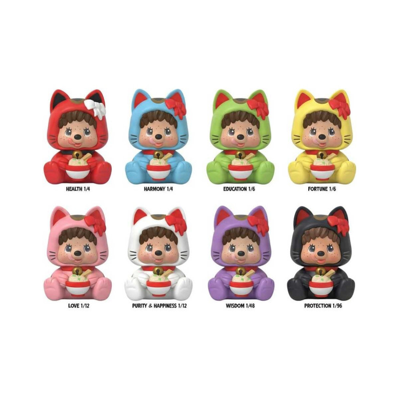 Monchhichi -  Figurine Cup of Fun Lucky Cat 10 cm 1 EXEMPLAIRE ALEATOIRE