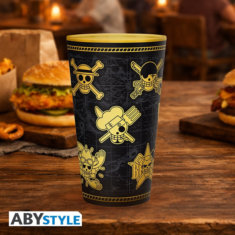 One Piece - Verre XXL Premium Gold Skulls 400 ml - Abystyle