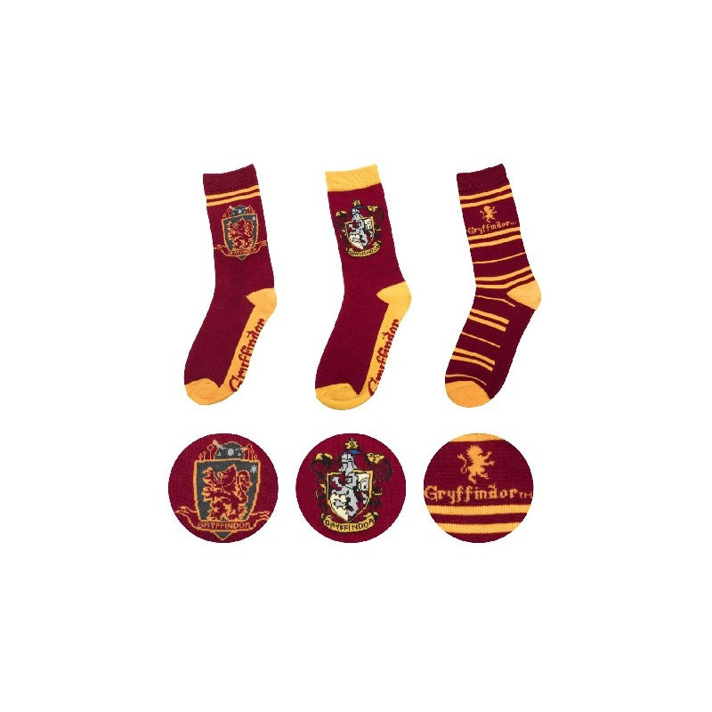 Harry Potter - 3 paires de chaussettes Gryffindor 37/46