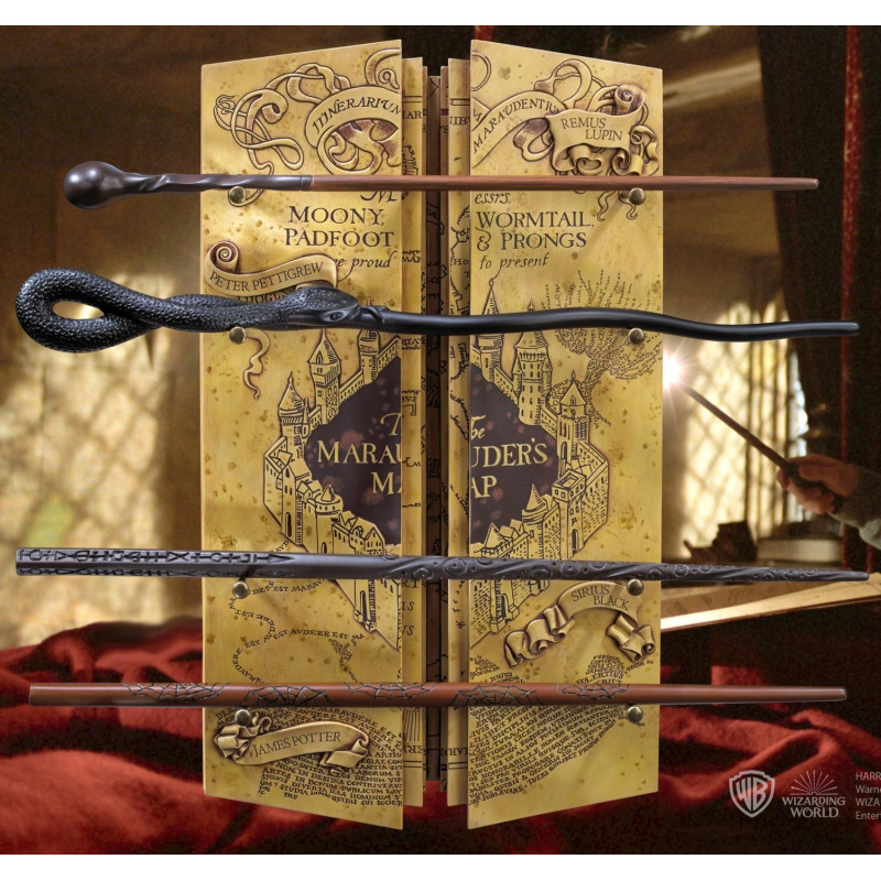 Harry Potter - présentoir et 4 baguettes Marauder's Map