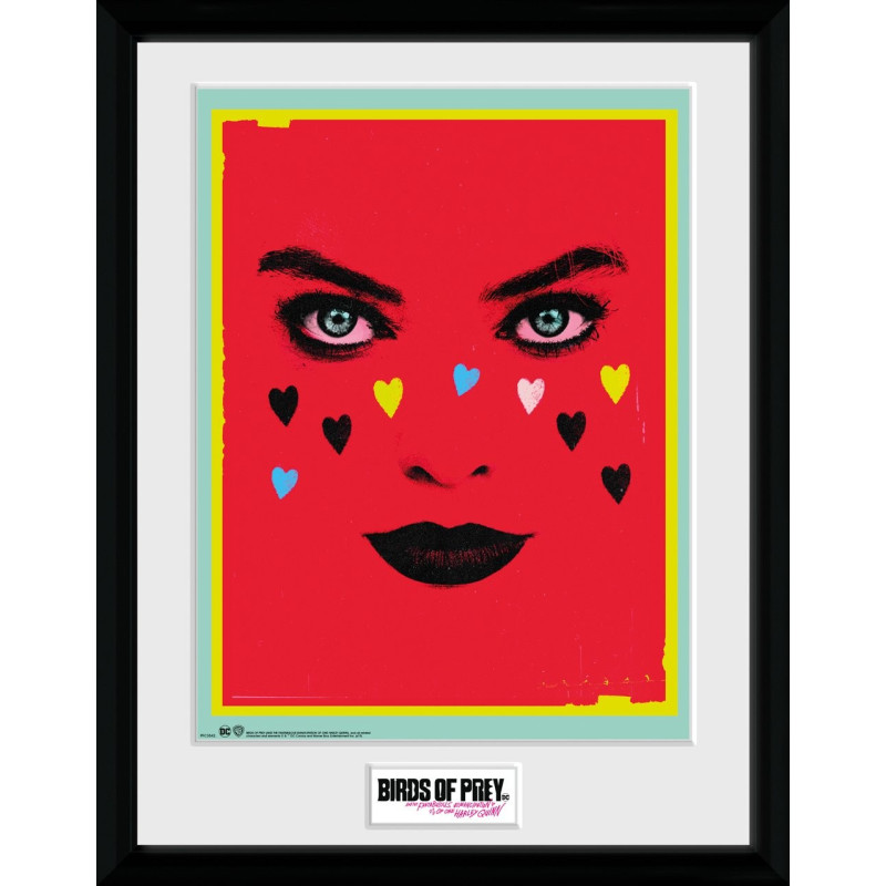 Birds of Prey - poster encadré Harley Quinn Face (30 x 40 cm)