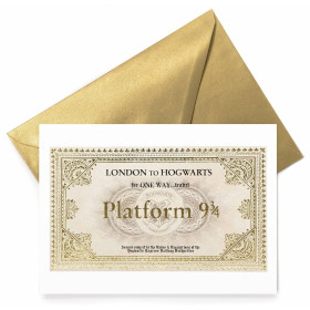 Harry Potter - Carte de voeux métallisée Hogwarts Express Ticket