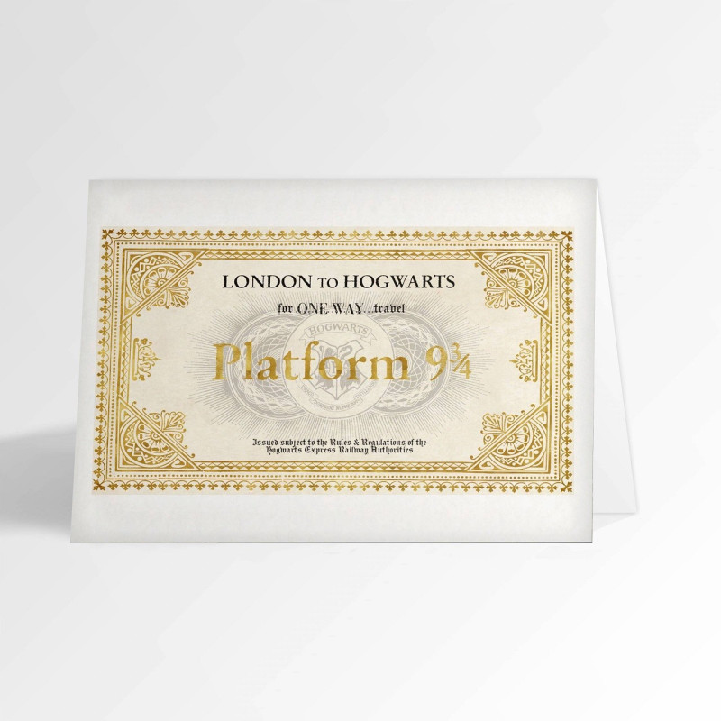 Harry Potter - Carte de voeux métallisée Hogwarts Express Ticket