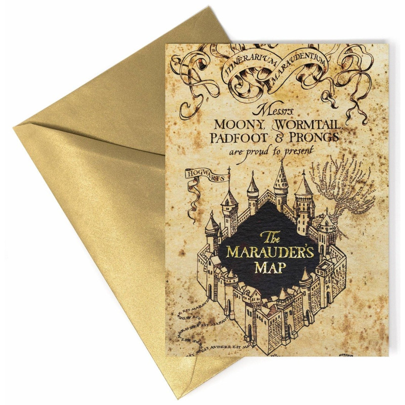 Harry Potter - Carte de voeux métallisée Marauder's Map