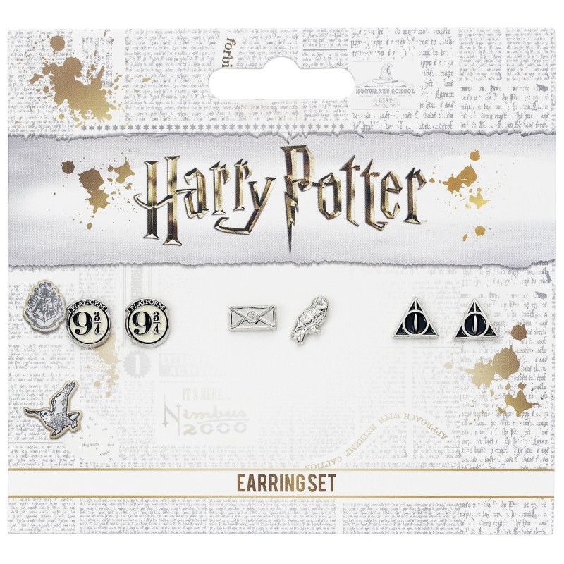 Harry Potter - Set 3 paires boucles d'oreilles Platform 9 3/4, Letter, Deathly Hallows