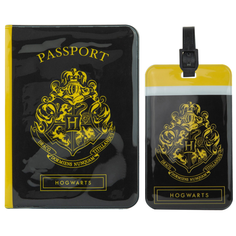 Harry Potter - Set couverture de passeport + étiquette de bagage Hufflepuff