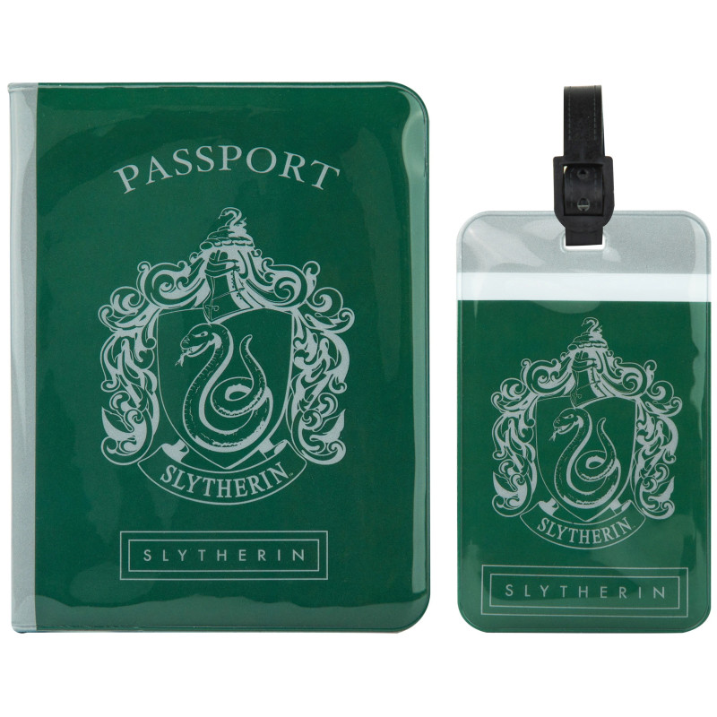 Harry Potter - Set couverture de passeport + étiquette de bagage Slytherin
