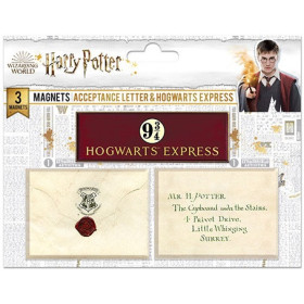 Harry Potter - Set de 3 aimants Lettre Hogwarts & Platform 9 3/4