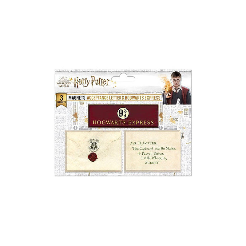 Harry Potter - Set de 3 aimants Lettre Hogwarts & Platform 9 3/4