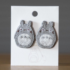 Mon voisin Totoro - Boucles d'oreilles broderie Totoro Gris