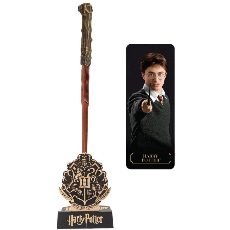 Harry Potter - Stylo baguette + socle & marque-page lenticulaire Harry