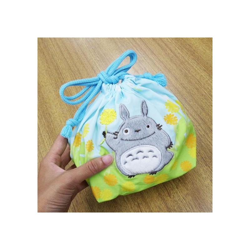 Mon voisin Totoro - Sac avec cordon Totoro fleurs (17 x 26 cm)