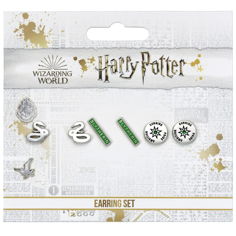 Harry Potter - Set 3 paires boucles d'oreilles Slytherin
