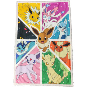 Pokemon - Couverture plaid sherpa évolutions Evoli 100 x 150 cm