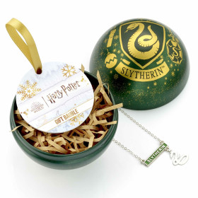 Harry Potter - Boule de sapin de Noël Slytherin (avec collier)