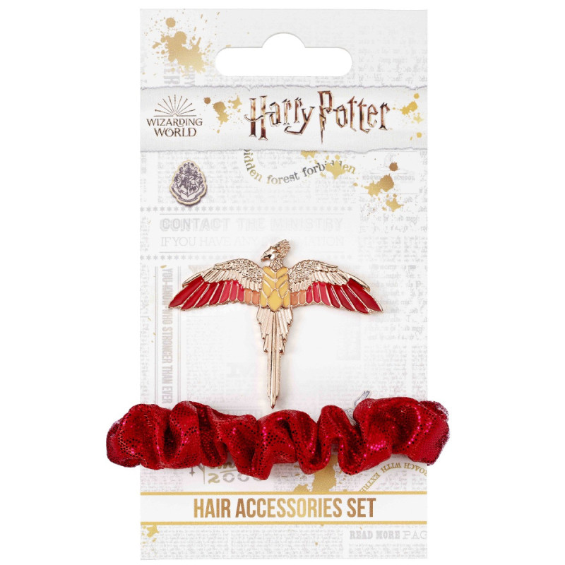 Harry Potter - Chouchou élastique + barrette Fawkes