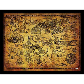 The Legend of Zelda - poster encadré Hyrule Map (30 x 40 cm)