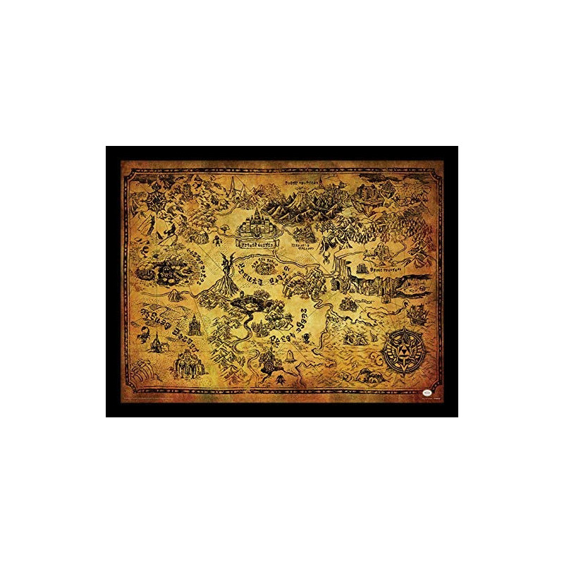 The Legend of Zelda - poster encadré Hyrule Map (30 x 40 cm)