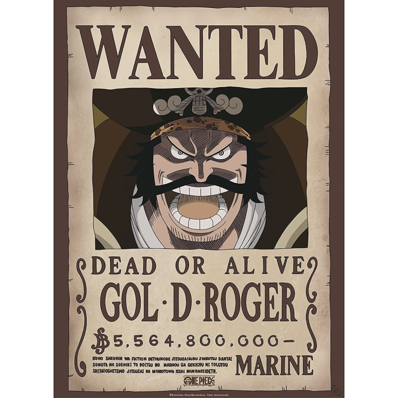 One Piece - poster Wanted Gol D. Roger (52 x 38 cm)