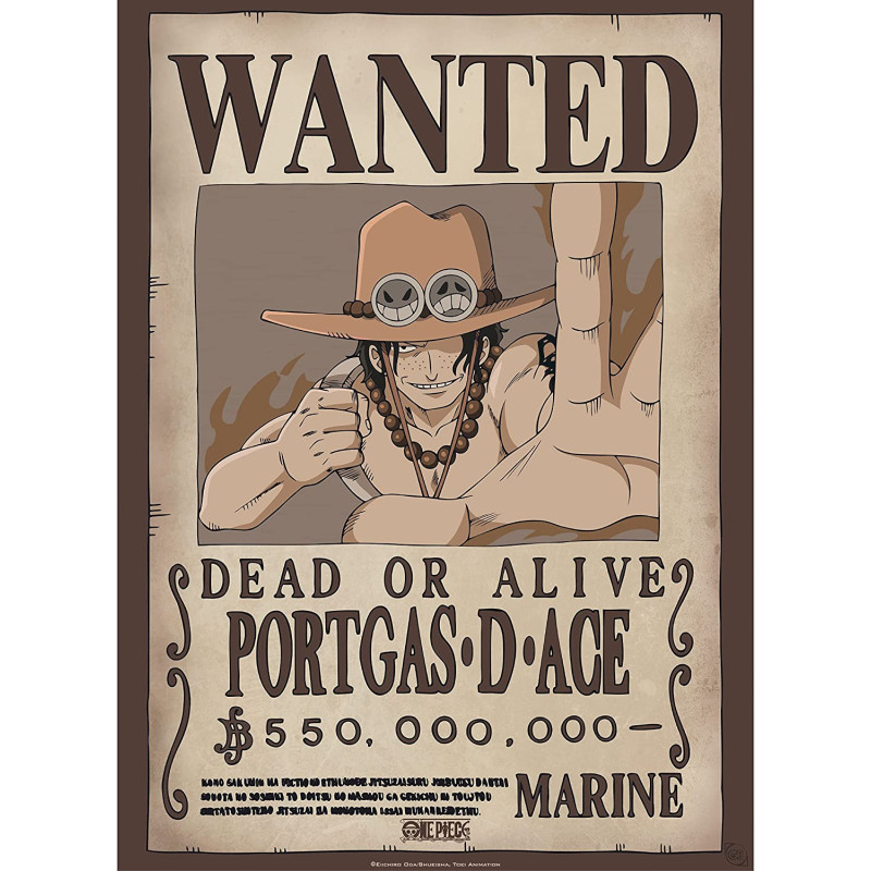 One Piece - poster Wanted Portgas D. Ace (52 x 38 cm)