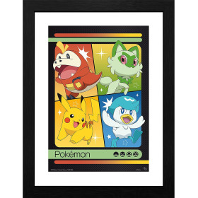 Pokemon - poster encadré Starters Écarlate et Violet 30 x 40 cm