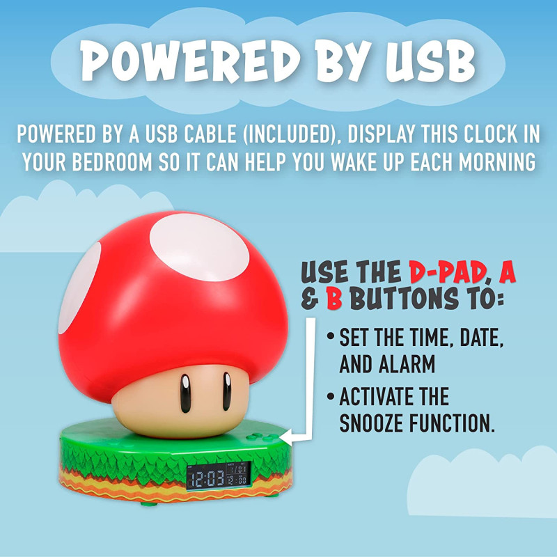 Super Mario - Réveil USB Champignon Rouge (13,7 cm)