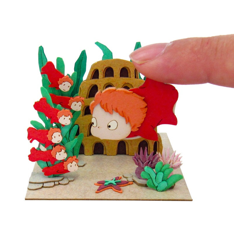 Ponyo sur la Falaise - Miniaturart maquette papercraft Ponyo et ses soeurs