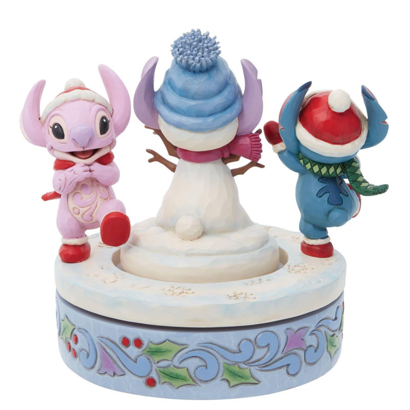 Disney : Lilo & Stitch - Traditions - Figurine Figurine rotative Stitch et Angel avec bonhomme de neige
