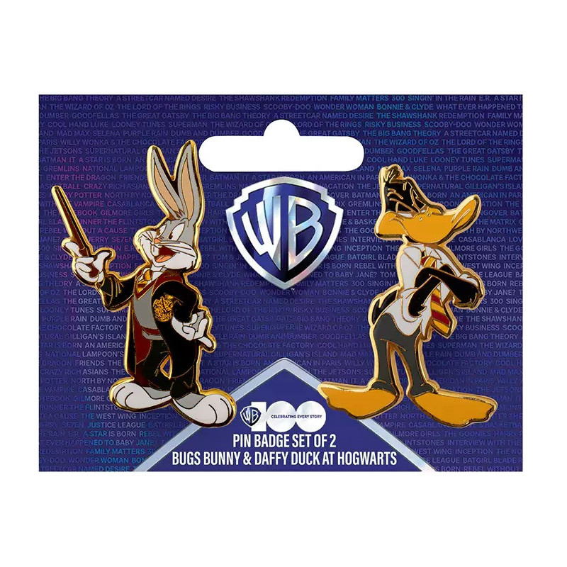 Warner Bros 100ème anniversaire - Set 2 pins Bugs Bunny & Daffy Duck à Hogwarts