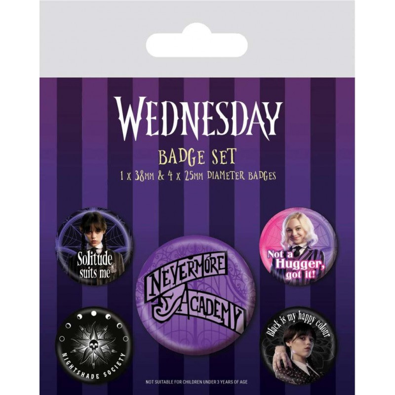 Wednesday - Set de 5 badges Nevermore