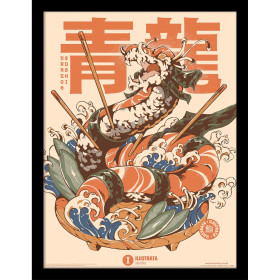 Ilustrata - Poster encadré Dragon Sushi (30 x 40 cm)