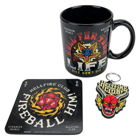 Stranger Things - Set porte-clé, mug et sous-verre Hellfire Club